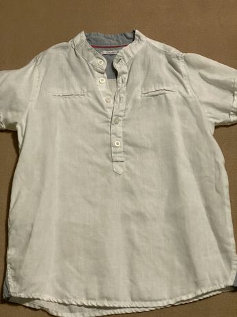 Рубашка белая Лен короткий рукав 110 116 122