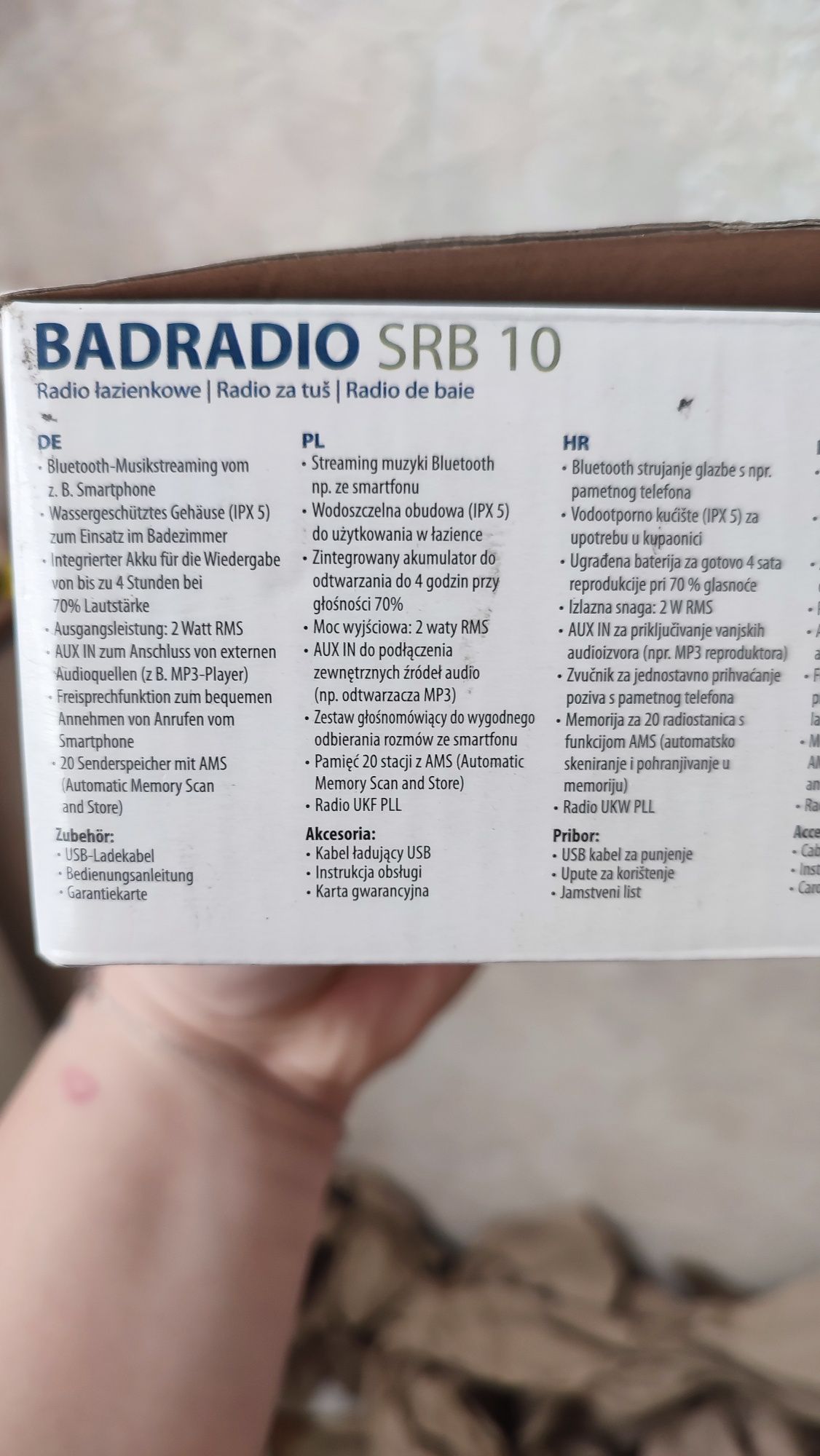 Głosnik bluetooth, radio, radio łazienkowe Blaupunkt SRB 10