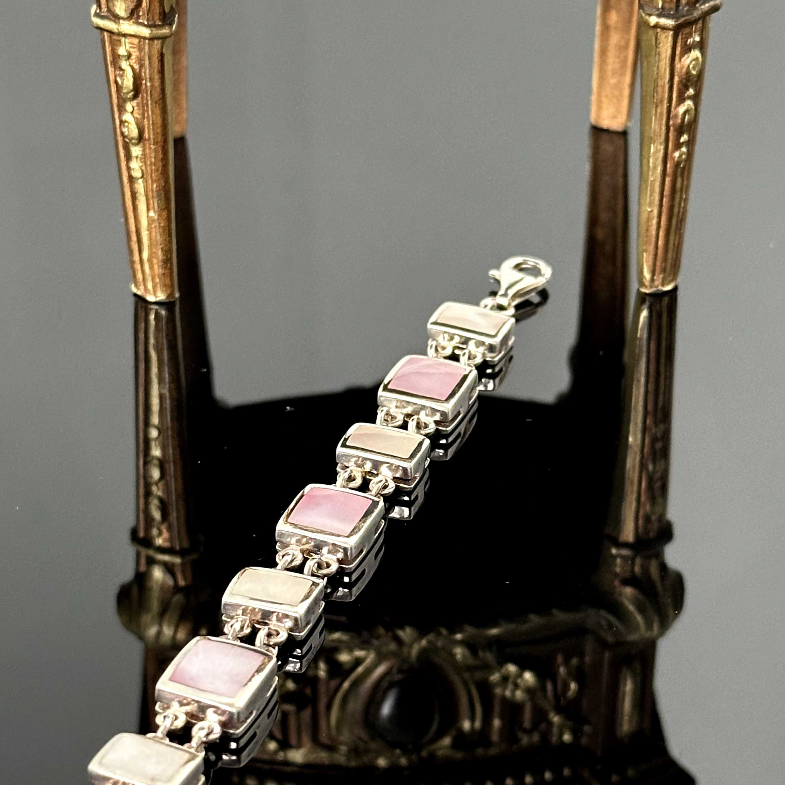 Srebrna bransoletka Art Deco z Macicą Perłową