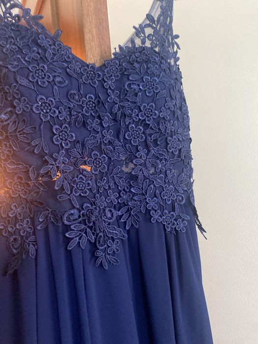Vestido cerimonia comprido azul