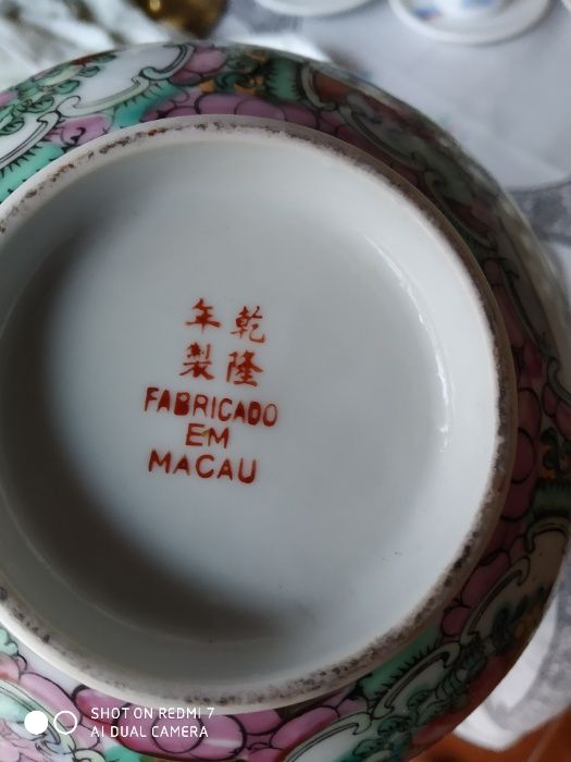 Porcelana de Macau - conjunto prato e taça