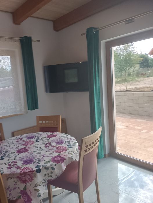 Lawendowy całoroczny komfortowy domek z kominkiem na Kaszubach