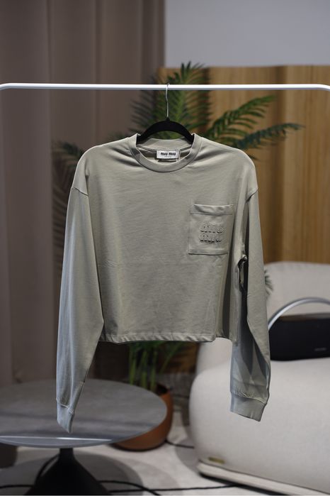 Лонгслів Miu Miu Long Sleeve Crop T-Shirt Green