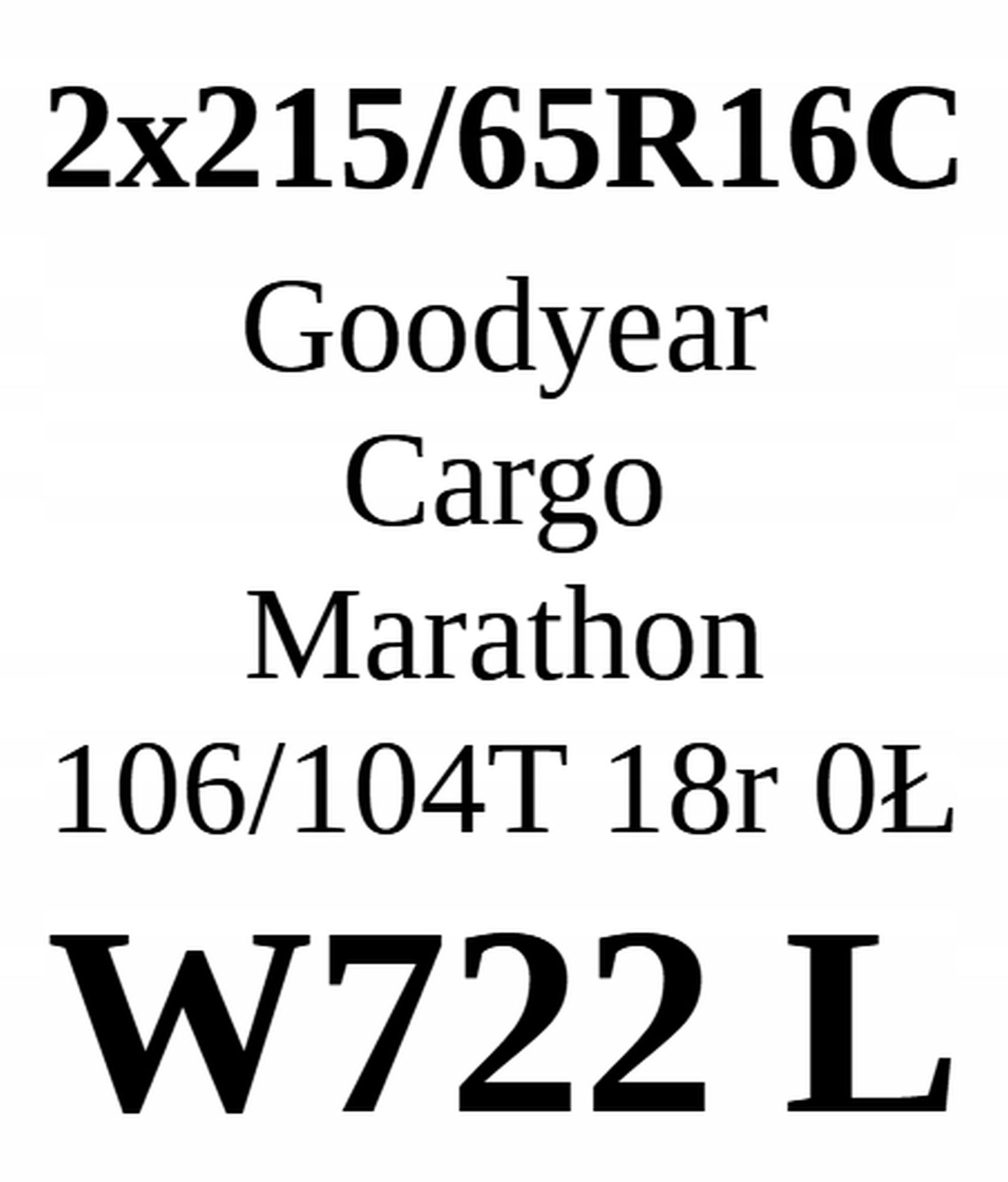 Opona 215/65/16c Goodyear 5,81mm 2018r 2szt.=320zł L