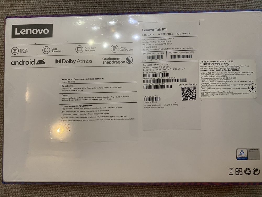 Lenovo tb (j606l) p11 4/128 4G