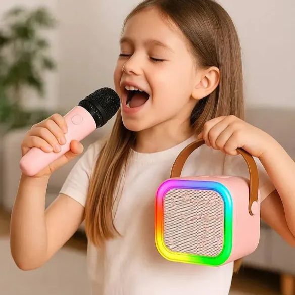 дитяче міні-караоке (bluetooth колонка + 2 мікрофона) з підсвіткою