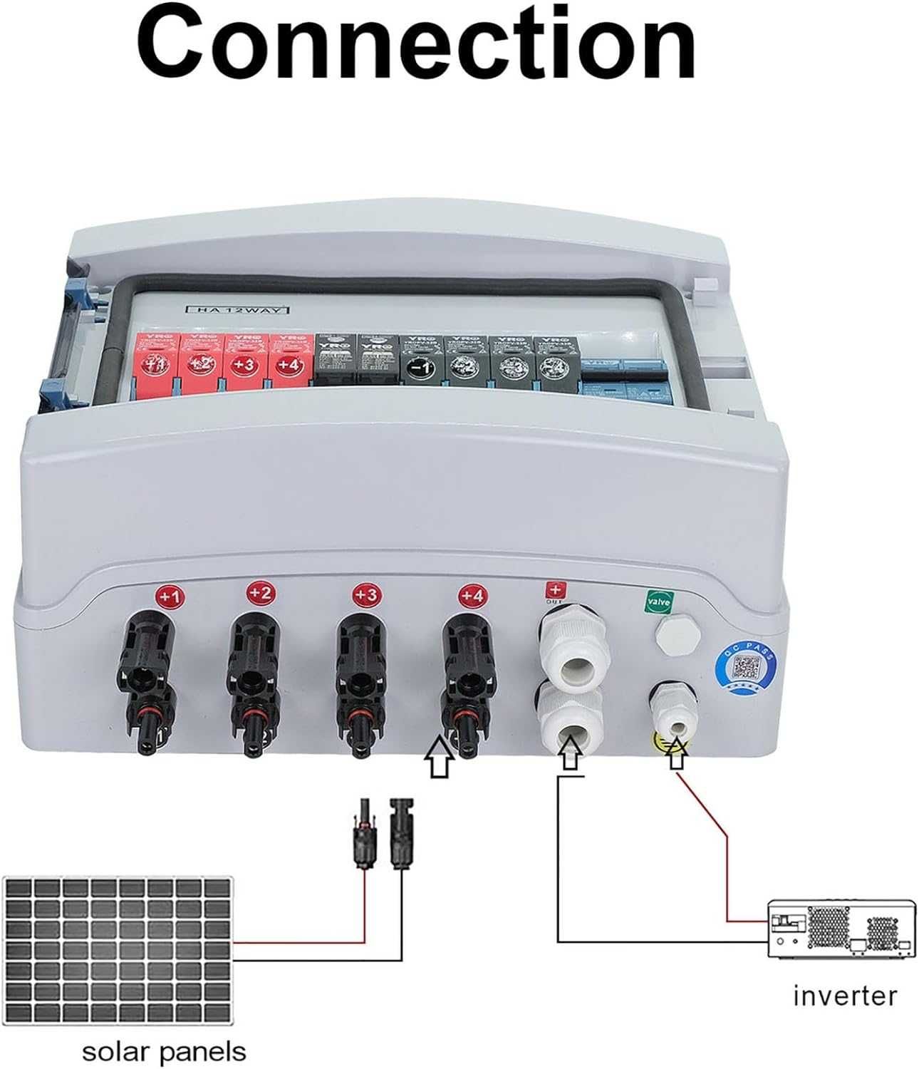 4 w 1 Out PV Combiner Box Solar PV 550V