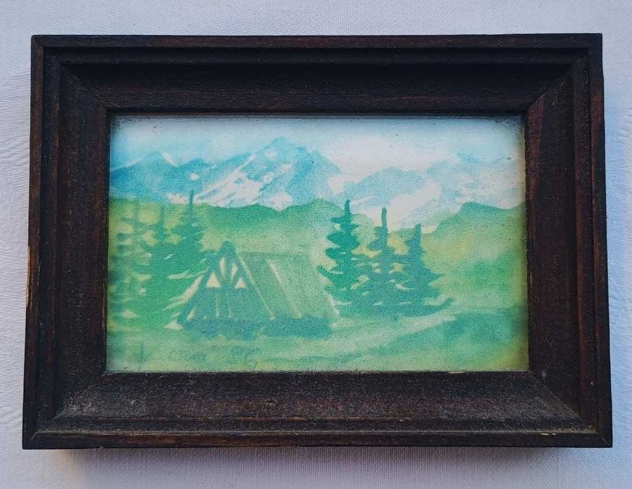 Akwarelka przedstawiająca Tatry, góry