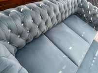 Piękna pikowana sofa kanapa w stylu glamour funkcja spania