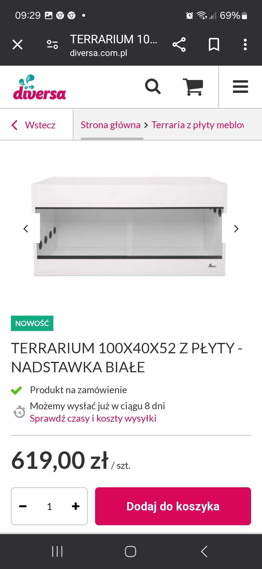 Terrarium dla zółwia,gekona.Diversa nowe 100×40x52