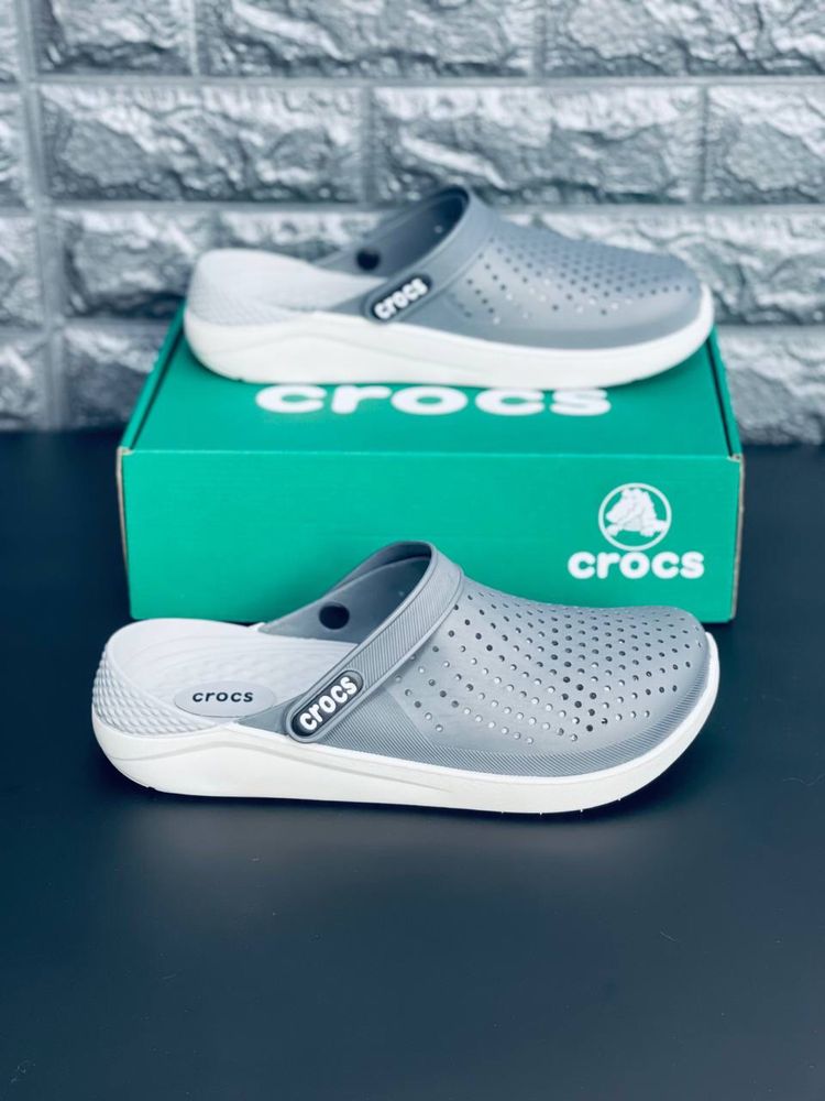 Сабо мужские серые crocs уличные шлепанцы кроксы пляжные