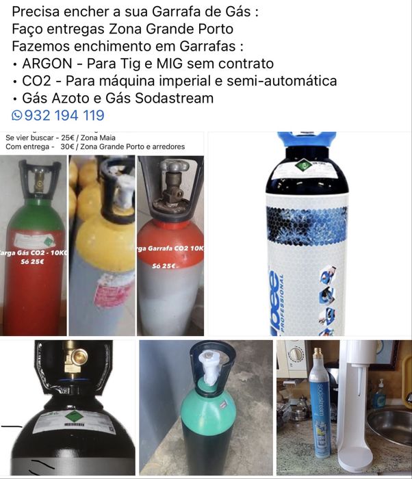 Recarga - Gases Argon , CO2 , Azoto , e Sodastream
