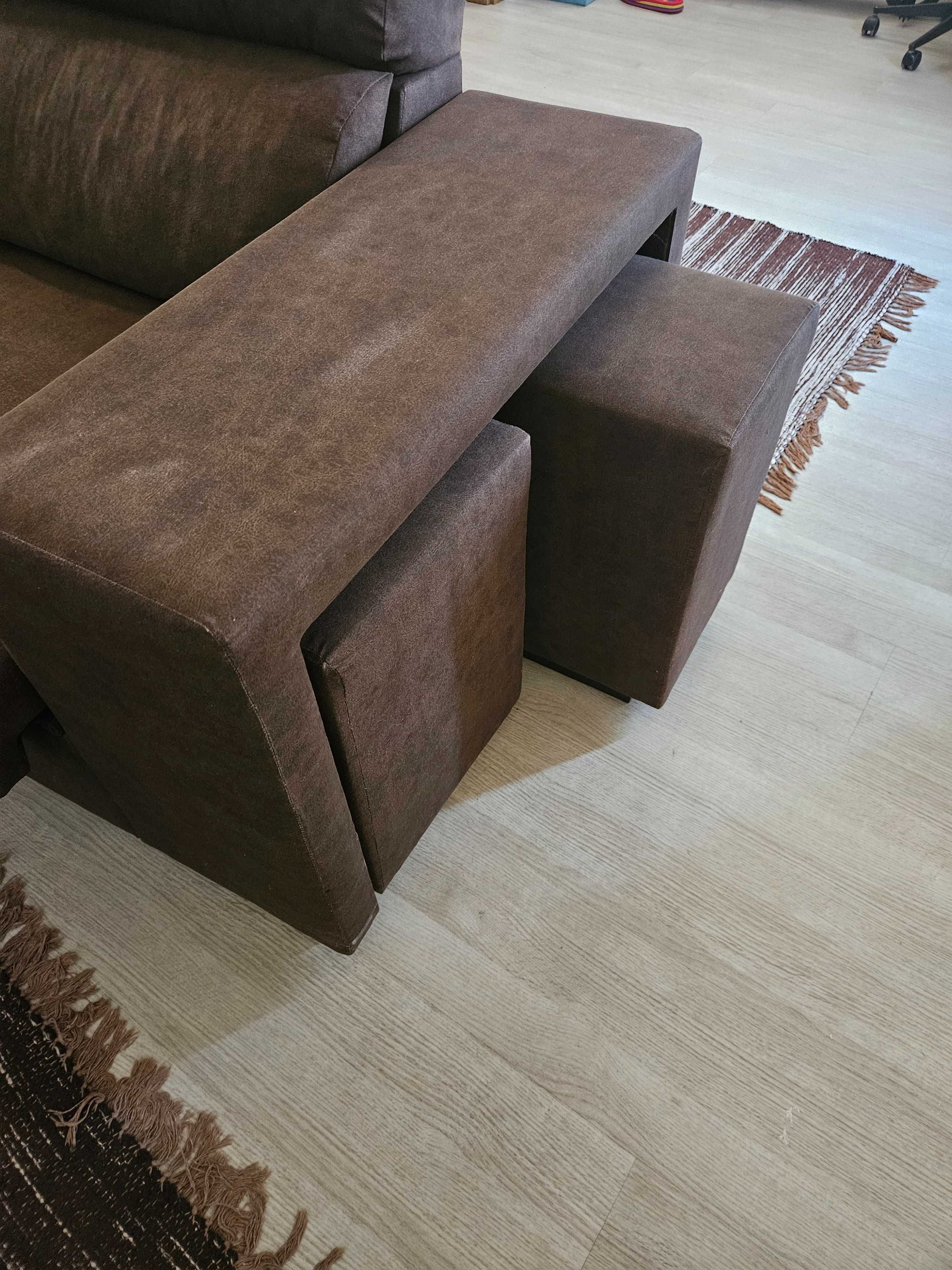 Sofá, chaise longue castanho como novo