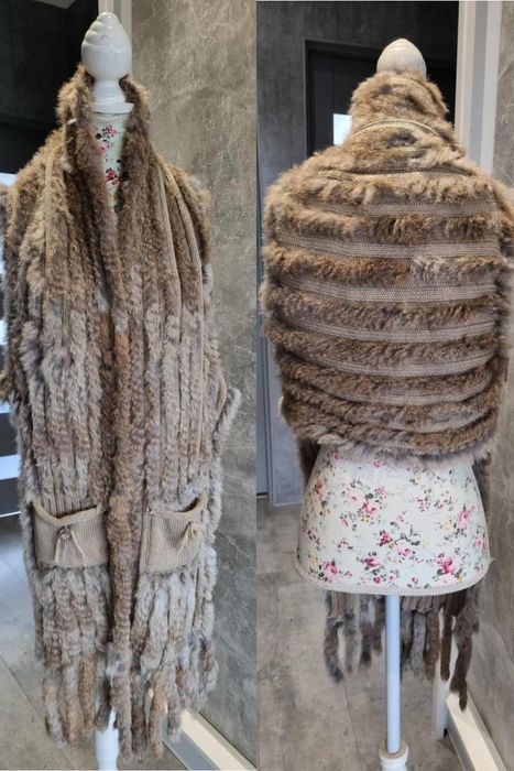 Futrzana kamizelka futro naturalne królik