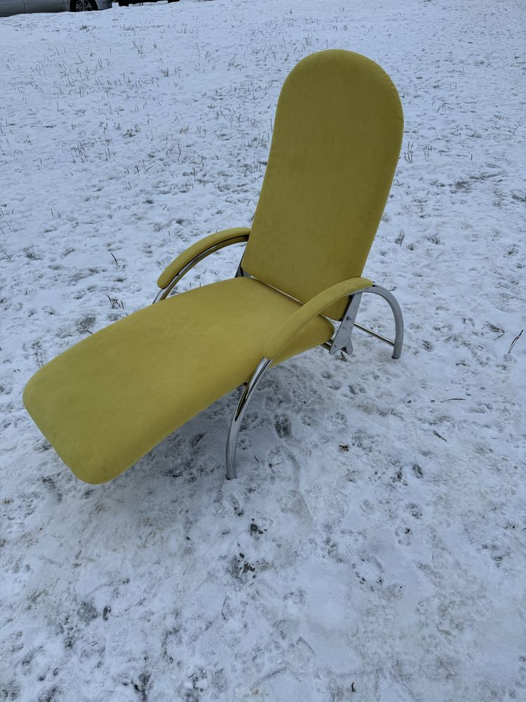 Unikat szezlong fotel rozkładany leżanka żółty designerski lata 70