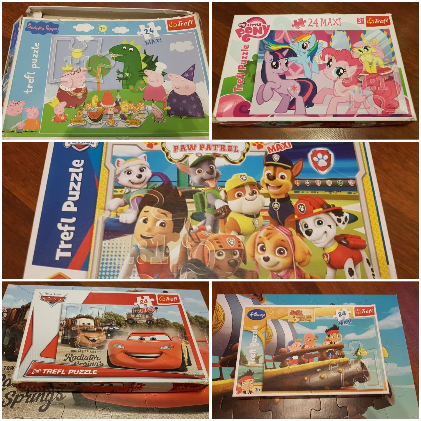 Puzzle Trefl 24 el. Duże Peppa Psi Patrol Auta Kucyki Pony Zygzak Jake