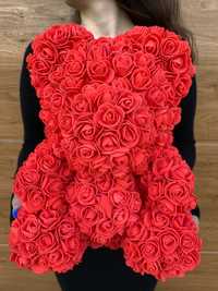Walentynki Miś różany w ozdobnym pudełku 70cm
