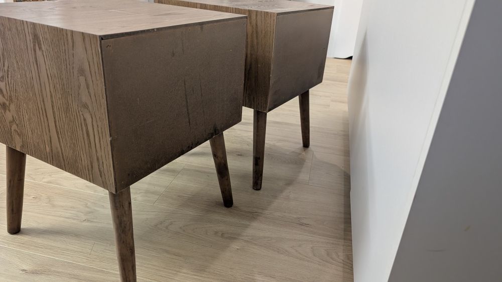 Komplet 2 szafek nocnych | Ryflowane fronty | Styl Mid-Century/Boho