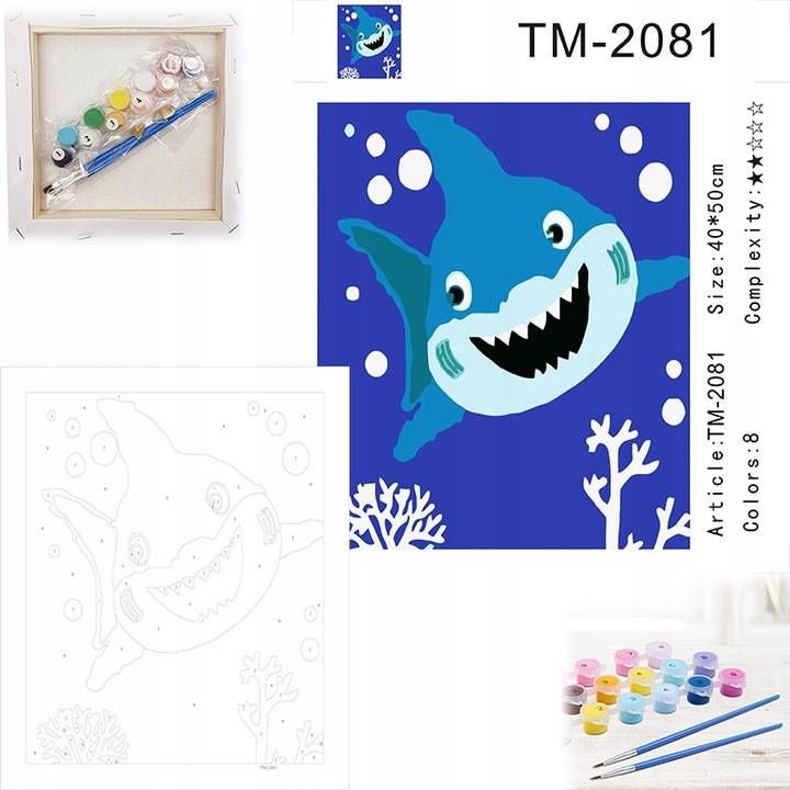 Obraz Do Malowania Dla Dzieci 40X50 Cm Rekin Shark