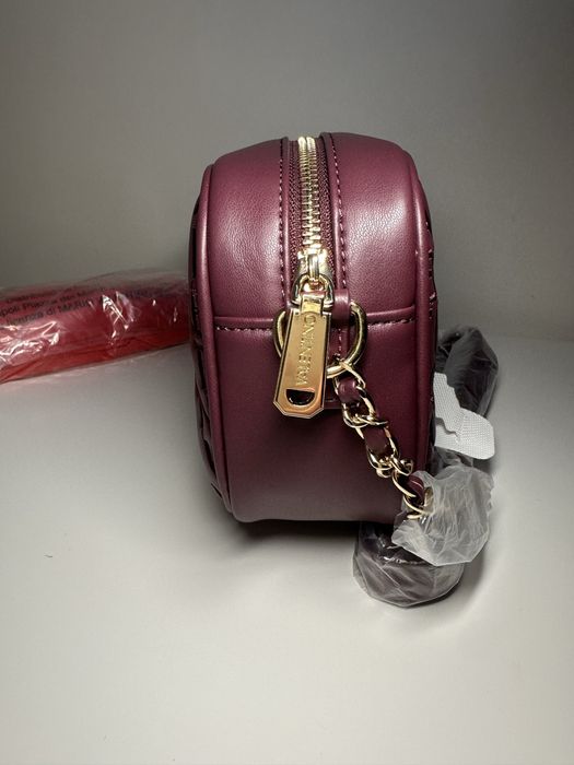 Valentino burgundowo złota torebka na ramię logowana oryginalna