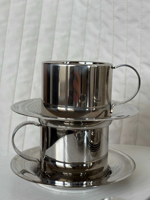 Para termicznych stalowych filiżanek do espresso w stylu włoskim