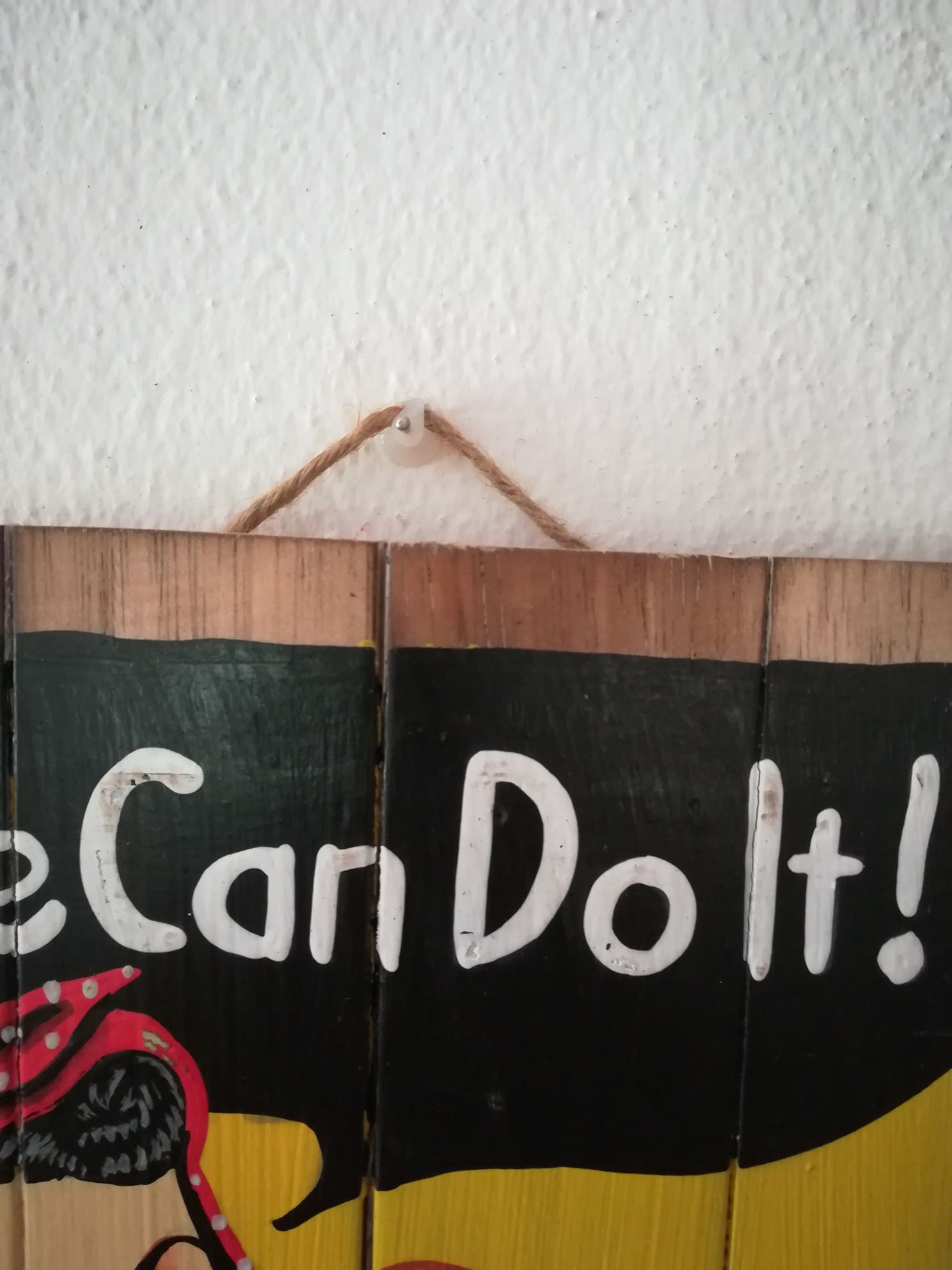 Placa / quadro em madeira We can do it - retro / vintage