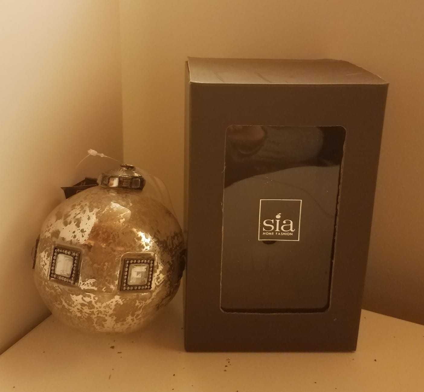Bola de Natal de vidro Sia, transparente prateada