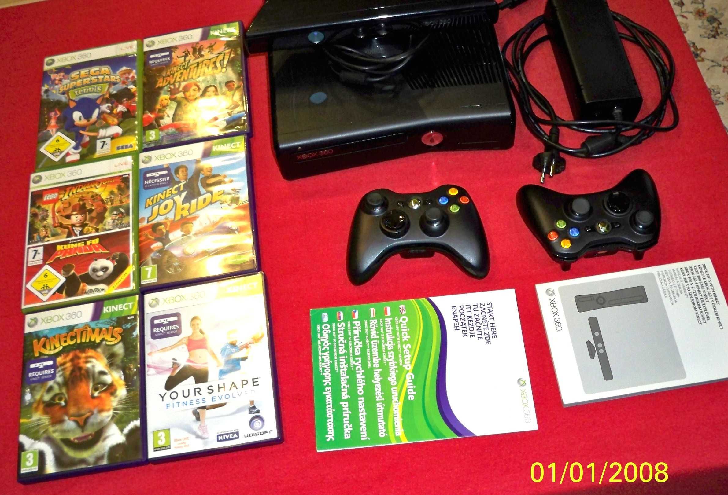 Konsola Xbox 360 S + Kinect + Dwa Kontrolery + 7 Gier