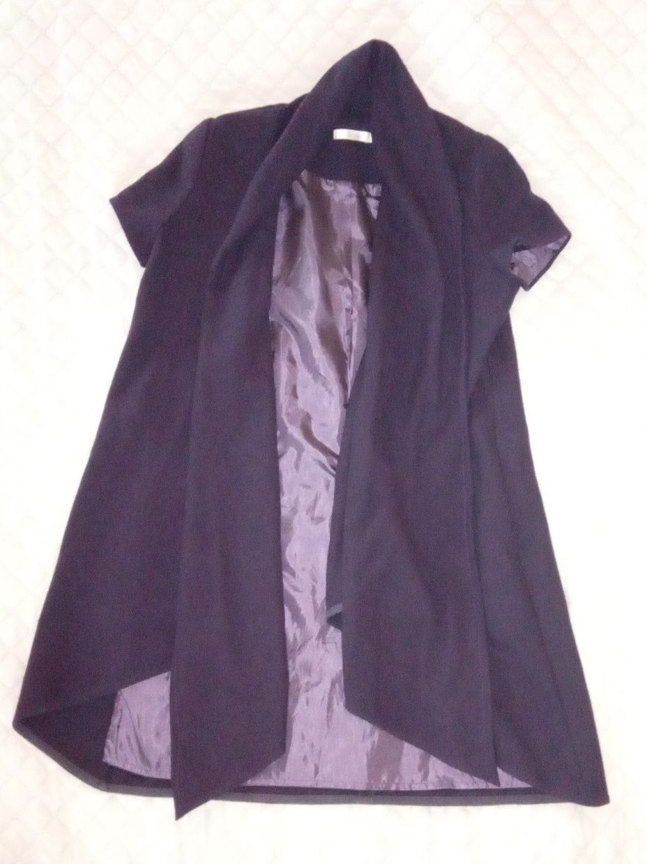Тепла стильна жилетка пальто кардиган 50% вовна фіолетова на запах