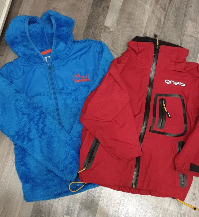 Gruba bluza z misia i kurtka bez kaptura ze stójka