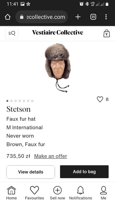 Bardzo ciepła zimowa czapka uszanka Stetson XL futro królika