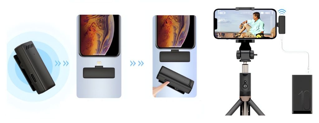 Mikrofon Krawatowy Bezprzewodowy Z Etui Ładującym USB-C