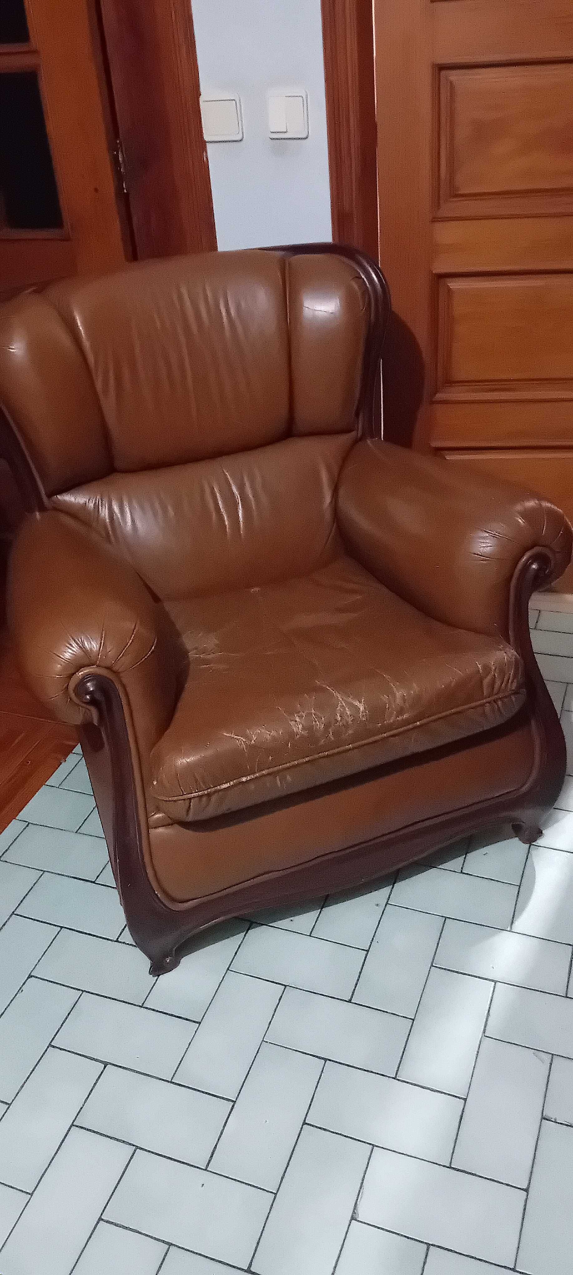 Conjunto de Sofá cama de couro