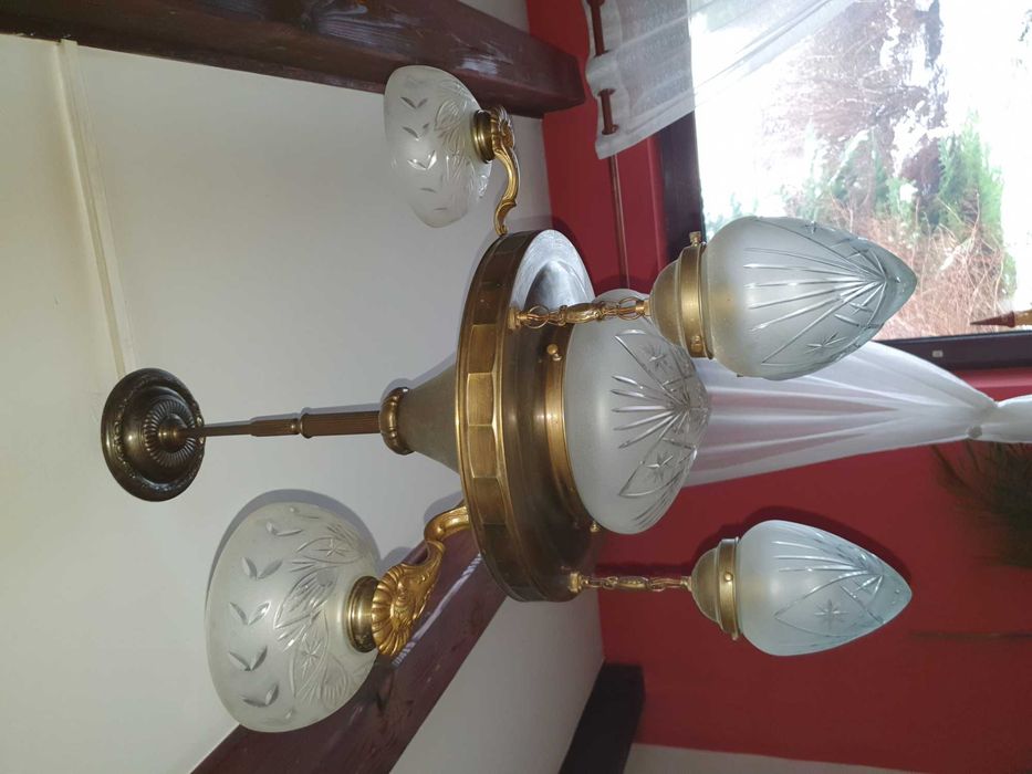 Antyki -Zestaw żyrandoli ,lamp"mosiądz "