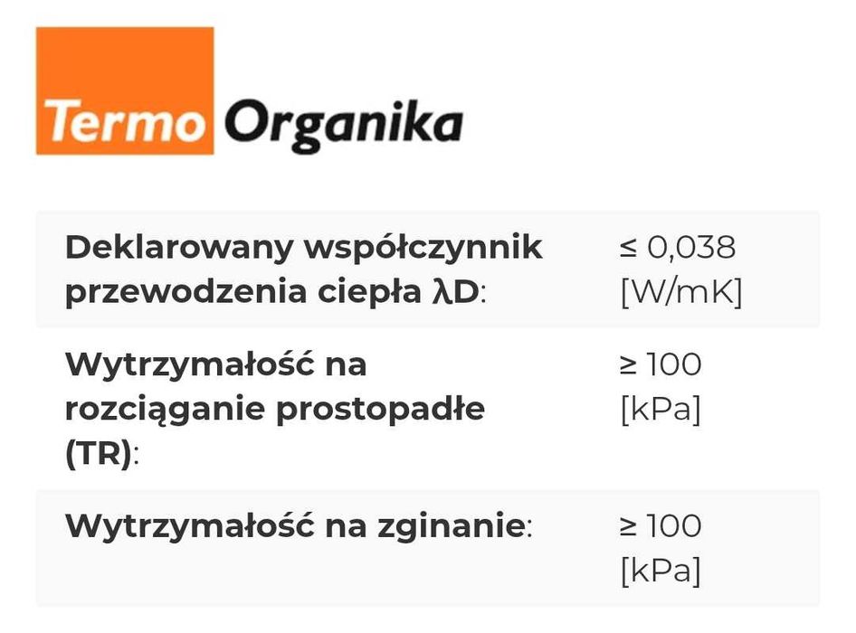 Styropian Termo Organika GOLD Fasada. Lambda 0038. Gr 15cm. Przystajń