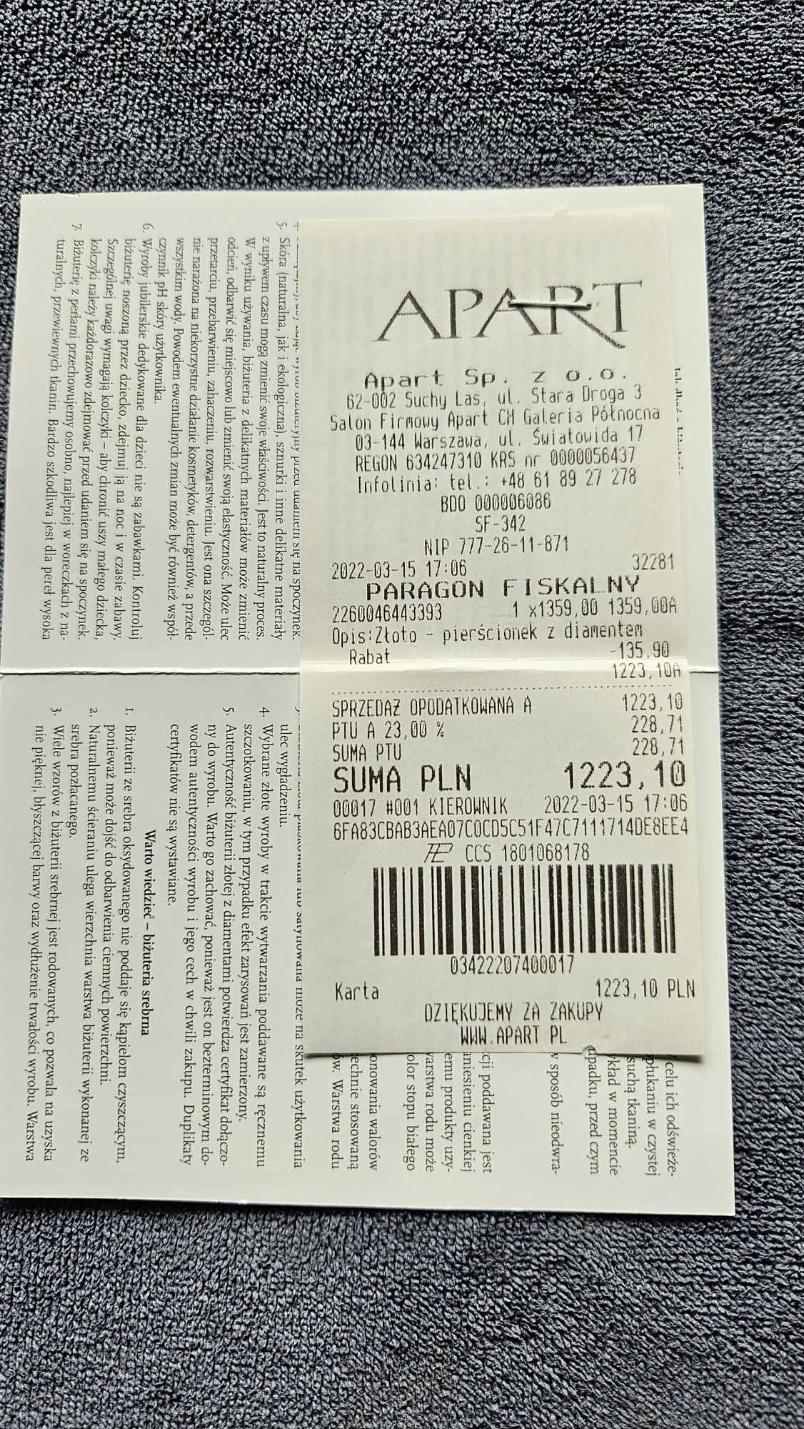 Złoty pierścionek z brylantami 585