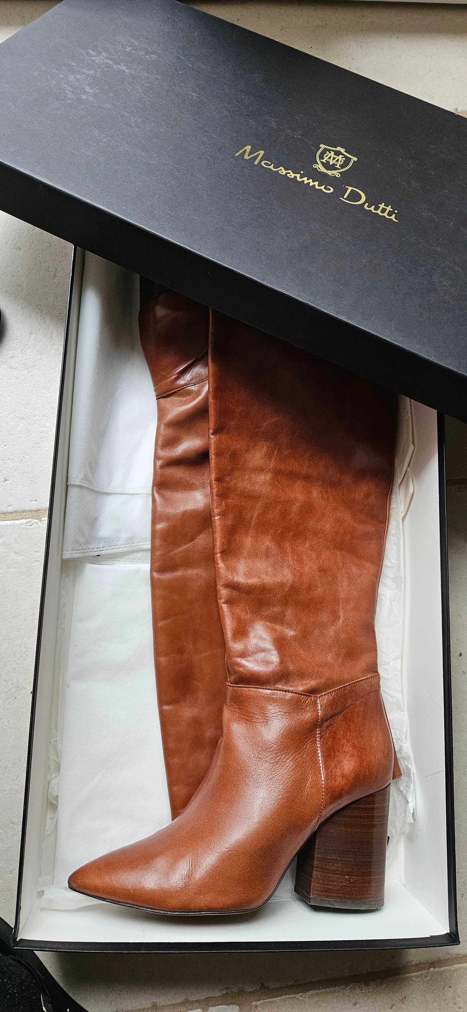 Kozaki Massimo Dutti prawdziwa skóra r 39