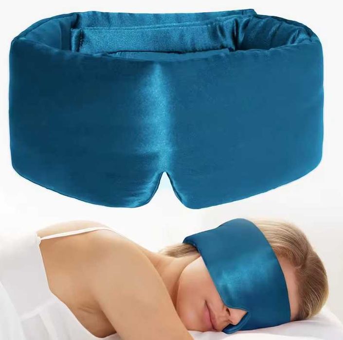 Maska na oczy do spania , jedwabna, aqua blue, OLESILK