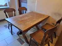 stół i cztery krzesła dębowe