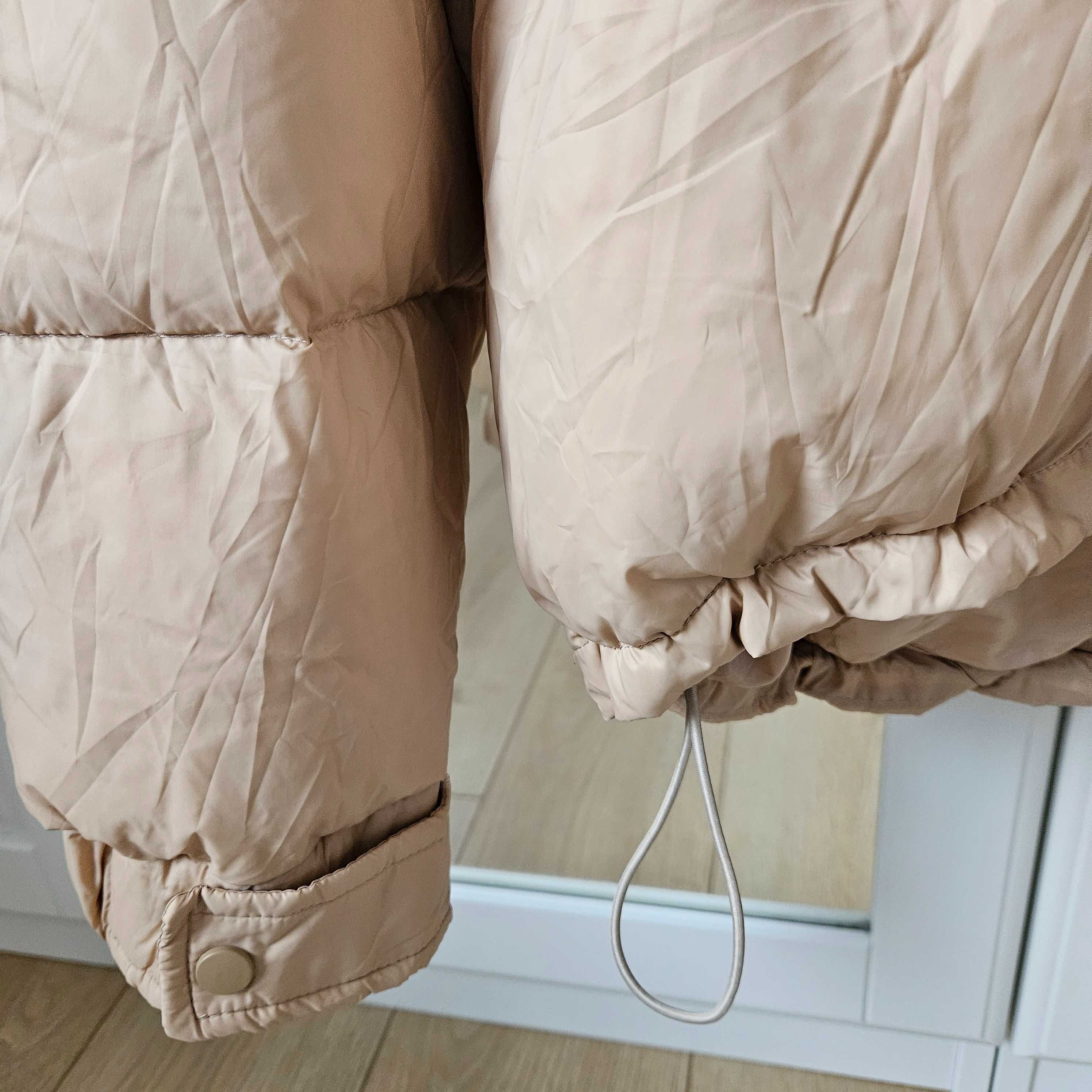 Krótka kurtka oversize puchowa puch naturalny lis rozmiar uni M/L/XL