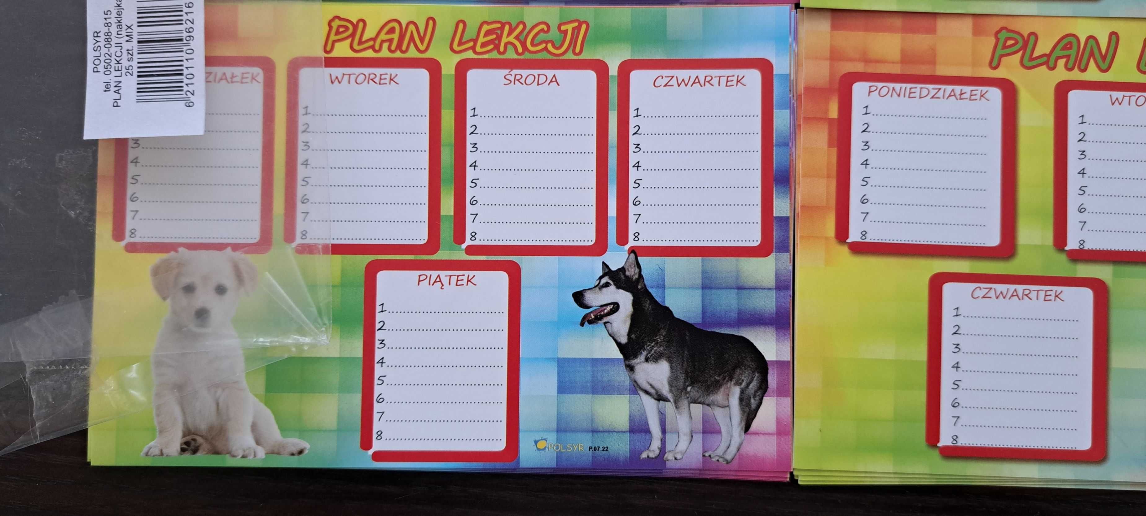 Plan lekcji - naklejka - 17 sztuk WYPRZEDAŻ