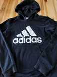 Bluza dresowa, czarna, chłopięca z kapturem, ADIDAS, 152, 11-12  lat.