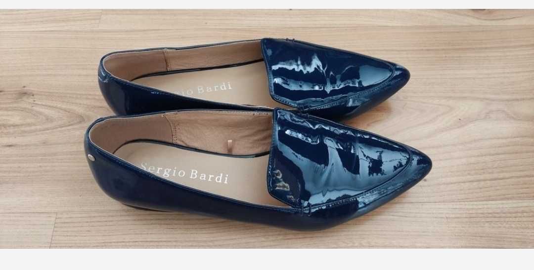 Lordsy buty Sergio Bardi skóra lakierowane granatowe r. 38