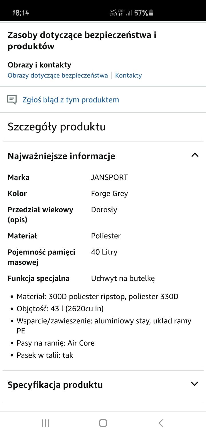 Plecak Jansport 40 l.