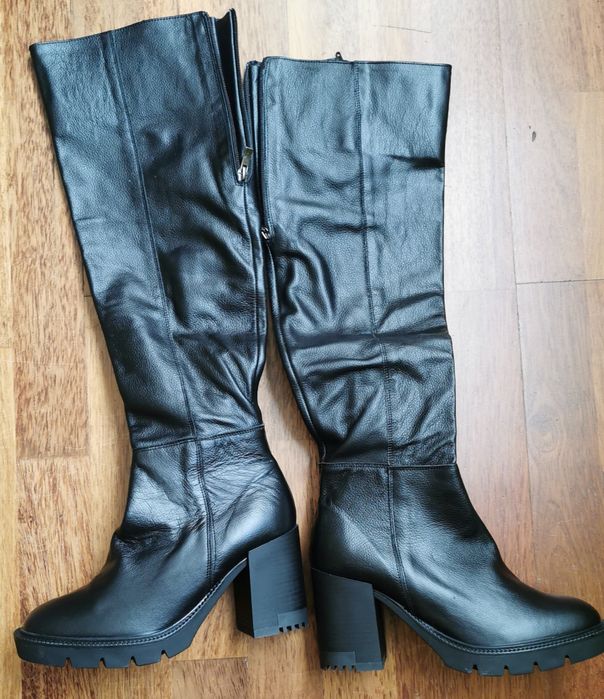 Buty zimowe damskie kozaki OLEKSY skóra naturalna