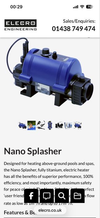 Aquecedor electrico para piscinas - Nano Splasher