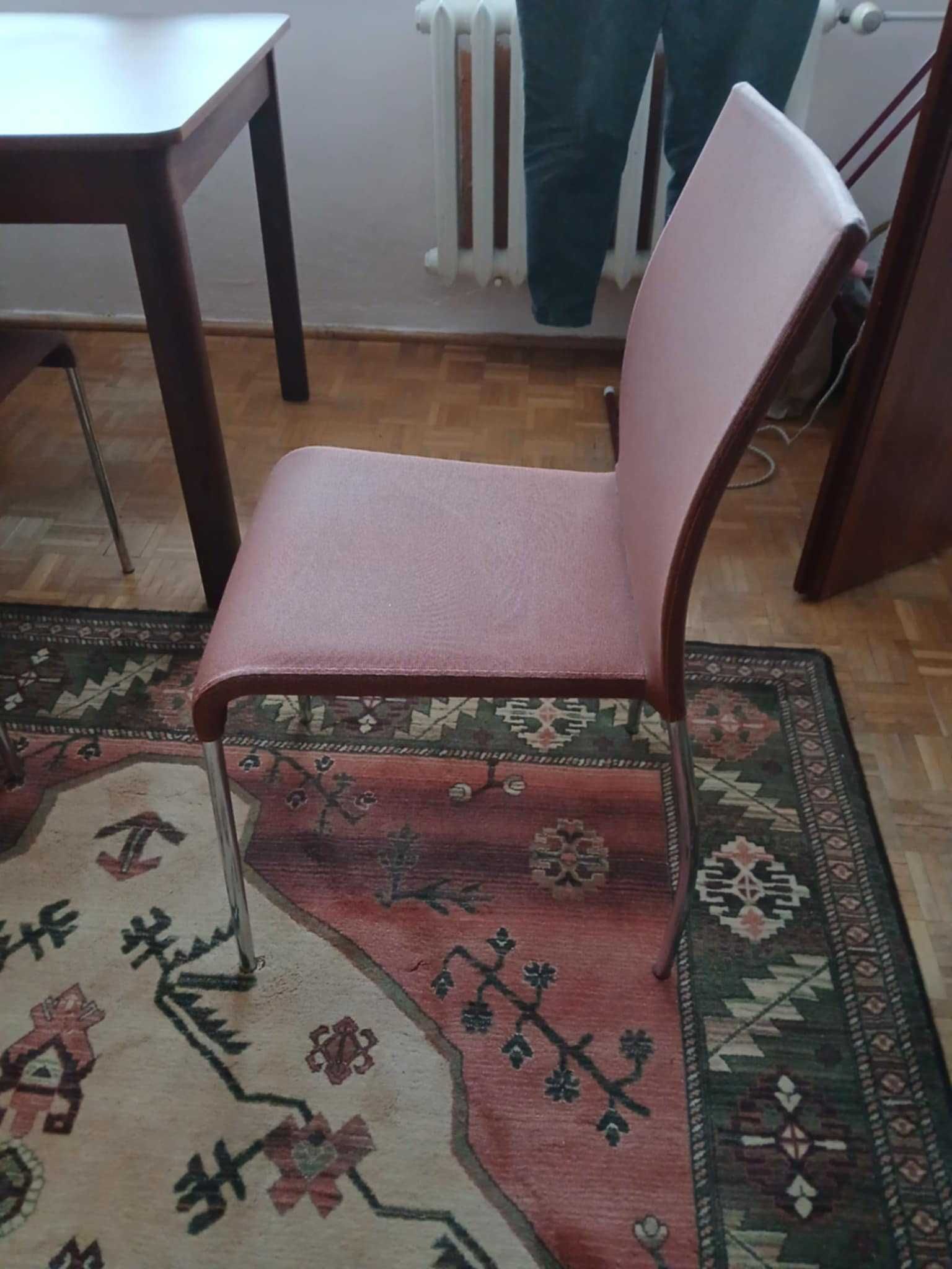Krzesło metalowe czerwone obicie - 2 sztuki