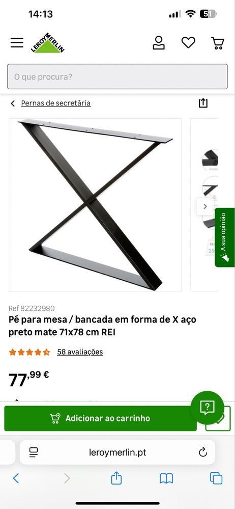 Pes para bancada , secretaria ou mensa de jantar em aço preto mate