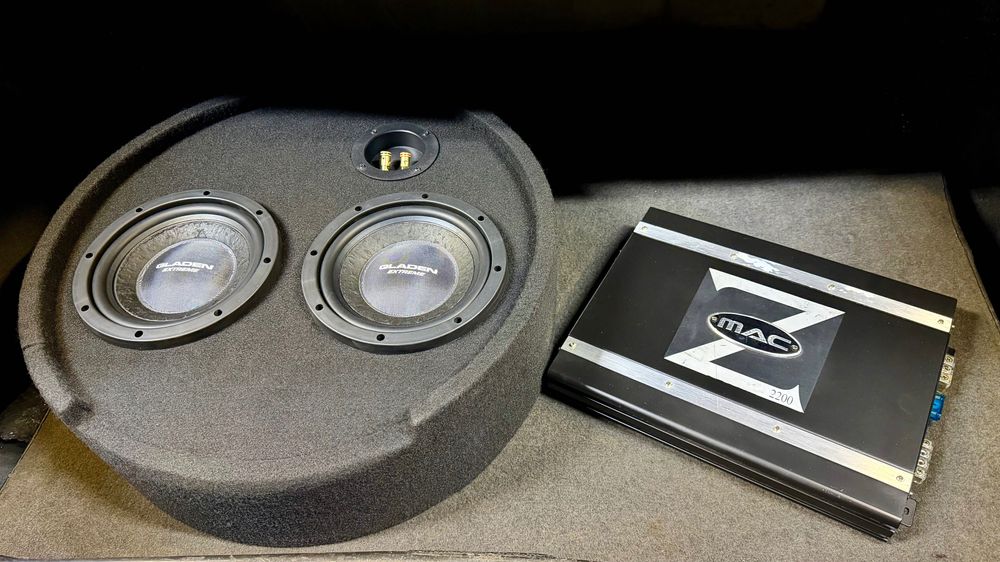 Zestaw Car Audio. Skrzynia Gladen + Wzmacniacz