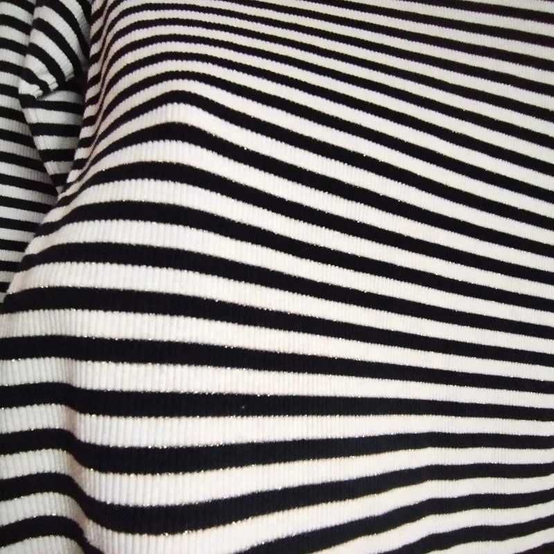 W paski półgolf longsleeve w prążki dopasowany z golfem ze złotą nitką